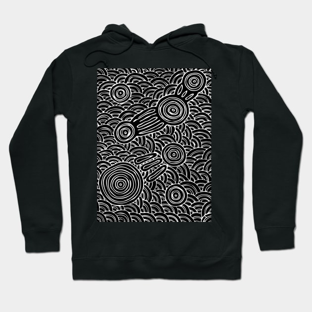 Aboriginal Art - Meeting Places Black Hoodie by hogartharts